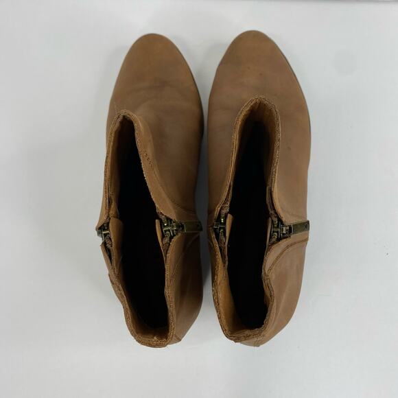 Lucky Brand Womens Brennon Leather Ankle Boots Tan Double Zipper size 9.5 - Picture 9 of 11